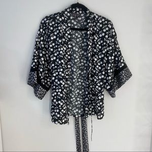Victoria's Secret Black and White Cherry Silk Robe